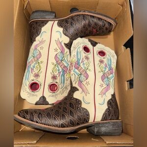 Ariat Rodeobaby Rocker Tattoo Square Toe Cowgirl Cowboy Boots Women's Size 8.5